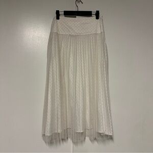 Unbranded Cream Textured Tulle Overlay Gathered Midi Skirt Size 8